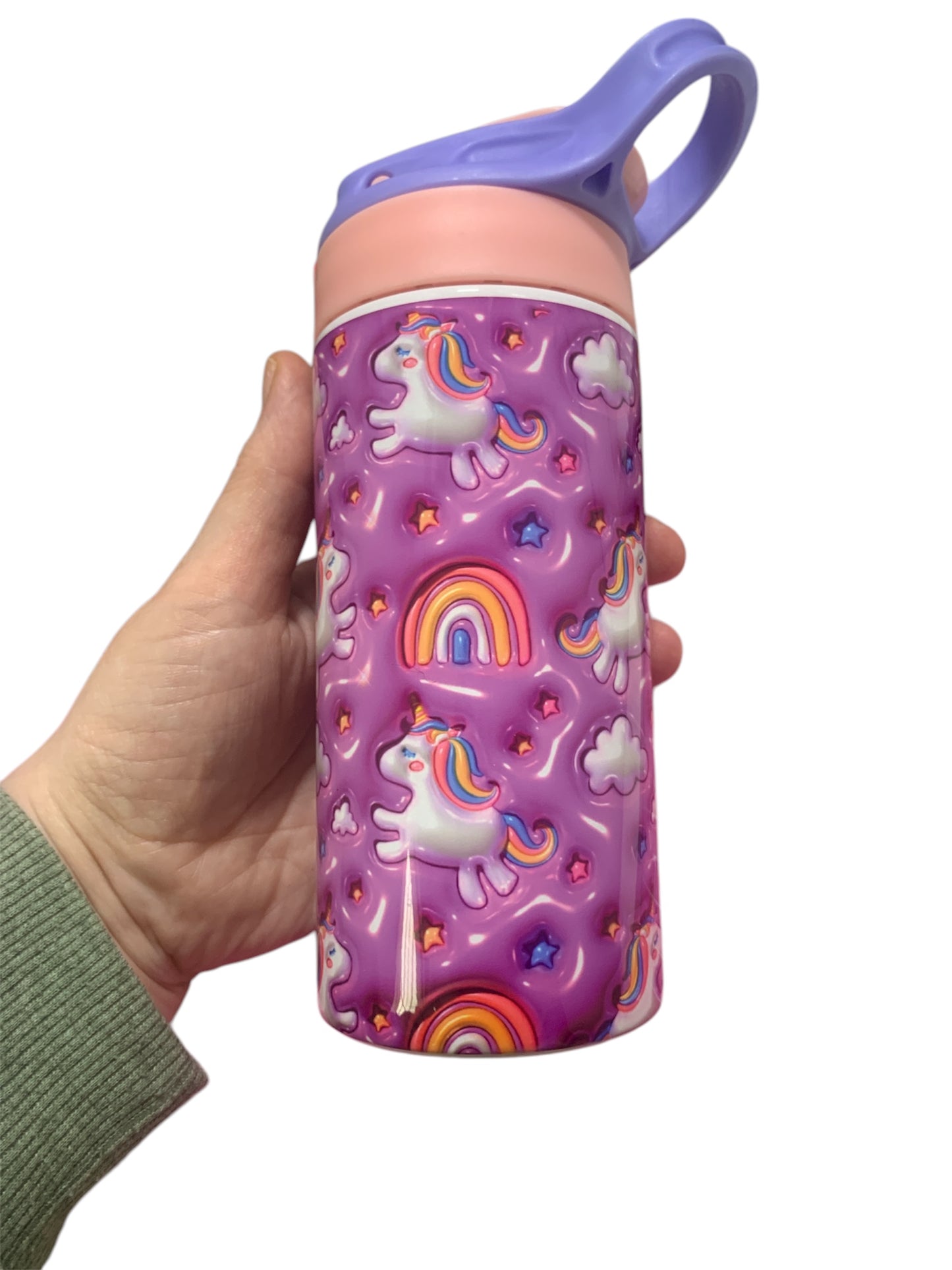 Unicorn and rainbows flip top kids bottle