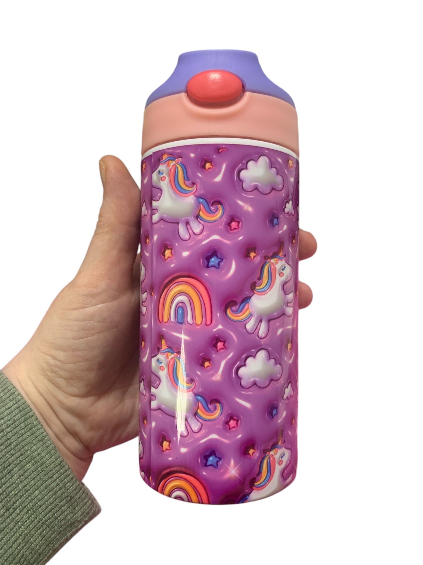 Unicorn and rainbows flip top kids bottle