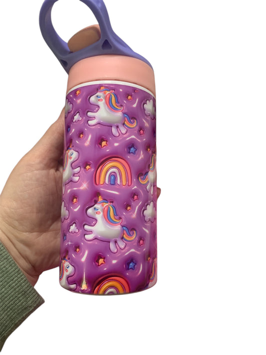 Unicorn and rainbows flip top kids bottle